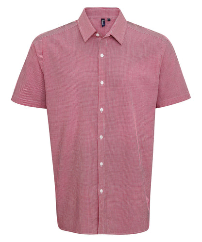 Product image for Microcheck (Gingham) short sleeve cotton shirt