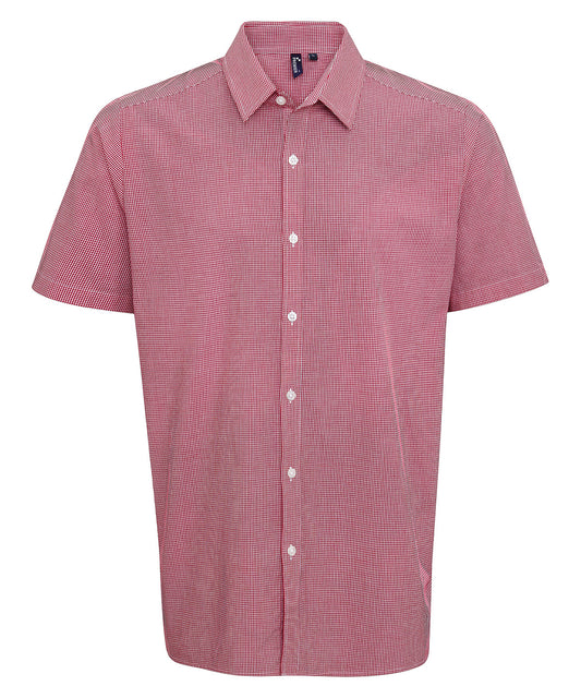 Product image for Microcheck (Gingham) short sleeve cotton shirt